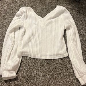 White v-neck sweater